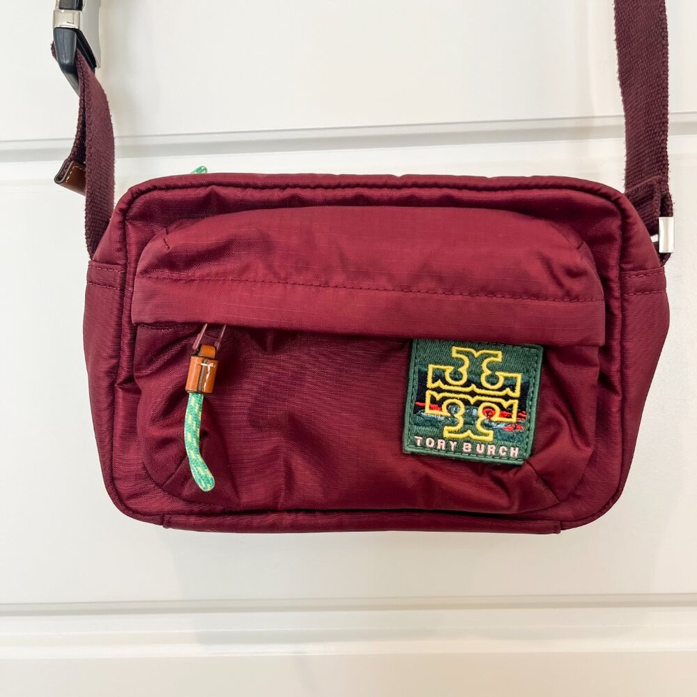 Tory Burch Ripstop Crossbody In Winetasting - Picture 3 of 7